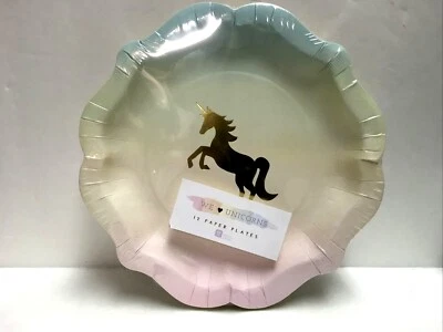 Talking Tables UK 12  Paper Plates UNICORNS Party Supplies 8.5" NEW IN PACKAGE - Image 1 of 3