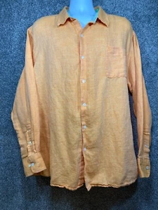 Margaritaville Shirt Mens 2XL Peach Linen Blend Lemon Key Island Reserve Beach - Picture 1 of 15