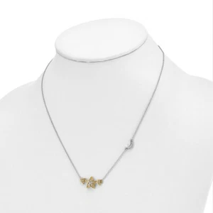 14k Two-tone 1/5 carat Lab Grown Diamond VS/SI+ G+ Stars & Moon 18 inch Necklace - Picture 1 of 3