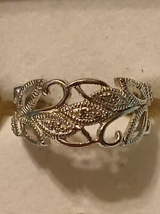 Vintage. RJ GRAZIANO Sterling DIAMANT AKZENT BANDRING Blatt filigranes Muster GR. 6 - Bild 1 von 7