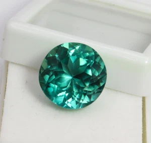 13.70 Ct AAA Natural Brazil Green Paraiba Tourmaline Round Cut Loose Gemstone - Picture 1 of 7