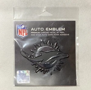 WinCraft Premium Auto Emblem NFL Football Miami Dolphins Chrome Metal NEW - Picture 1 of 7