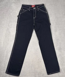 Dickies Womens Carpenter Utility Jeans Contrast Stitch Black White Size 0/24 - Picture 1 of 8