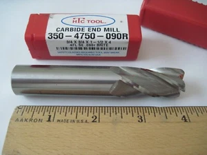 HTC Tool 3/4" Solid Carbide Corner Radius End Mill 3/4" x 1-1/2" x 4" .090R 4FL - Picture 1 of 4