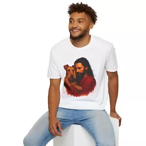 Airedale Terrier Hugged by Jesus Embraced by Love Faithful Dog Companion T-Shirt - Picture 1 of 11