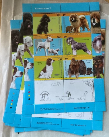 Argentina 2006 10 Sheetlets of 6 stamps Canine Dogs  Breeds - MNH - 60 Stamps Cover