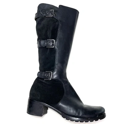 Botas Ecco Talla 38 Esmeraldas Para Mujer 7-7.5 Cuero Negro Gamuza Alto Interior Cremallera Foto 1 de 4