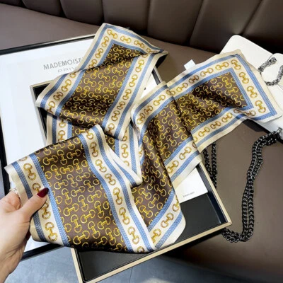 100% Genuine Mulberry Silk Neck Scarf Wrap Lightweight Wedding Party 150*15cm - Image 1 of 4