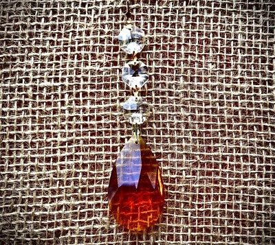 Swarovski Crystal Amber Teardrop With Beads Chandelier Part Pendant Sun catcher - Image 1 of 2
