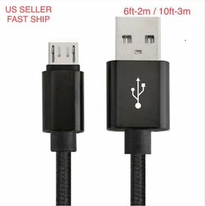 6ft 10ft Micro USB Charger Data Sync Cable Braided Cord forSamsung Android - Picture 1 of 19