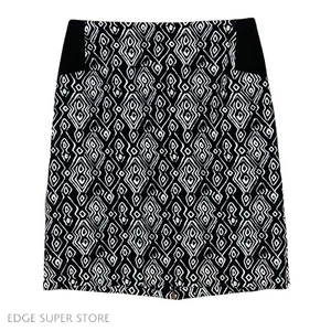 Chicos Black White Print Pencil Work Career Uniform Cotton Stretch Skirt Size 00 - Picture 1 of 3