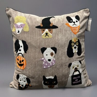 Dogs in Halloween Costumes Novelty Decorative Throw Pillow 17” x 17” NWT - Image 1 of 4