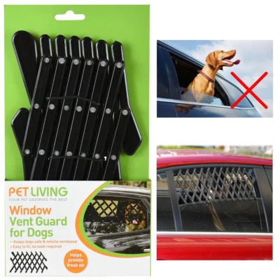 PET LIVING New Mesh Dog Pet Travel Window Vent Guard Rear Car One Size Universal Adjustable
