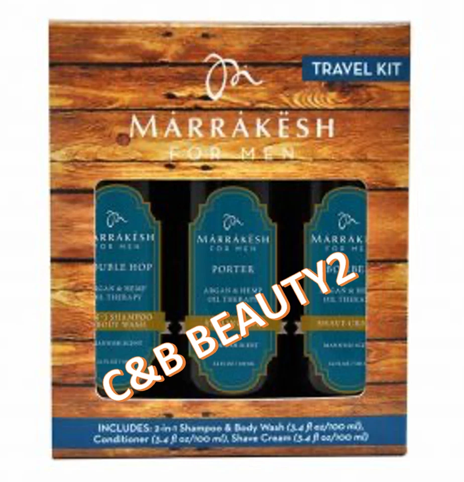 Marrakesh For Men 3pc Travel Kit 2N1 Shampoo/Body Wash Styling Gel Shave Cream