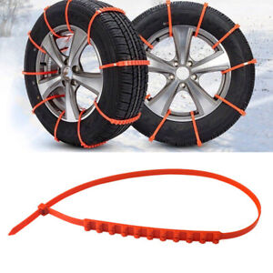 10Pcs Universal Winter Snow Mud Anti-skid Tire Chains Tendon for Car Sedan SUV'