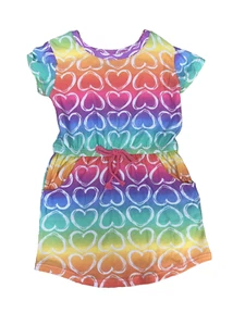 Toddler Girls Short Sleeve Hearts Prints Dresses 3T - Picture 1 of 5