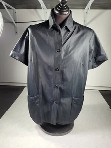 Vintage RARE Bencone Fashion Uniform Black Top Shirt Pockets Button Down  - Picture 1 of 8