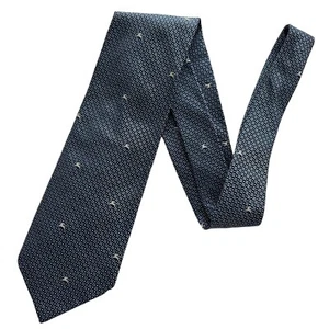 Burberry London Tie Mens Blue White Monogram Logo Geometric 100% Silk Necktie - Picture 1 of 7