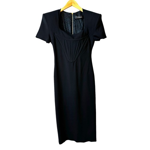 Autentico abito donna Versace nuovo corsetto spalle scoperte midi nero taglia 36