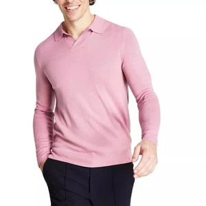 Alfani Para Hombre Ajuste Regular Suéter-Tejido Cuello Johnny Polo, Pétalo Rosa, 2XL - Imagen 1 de 3