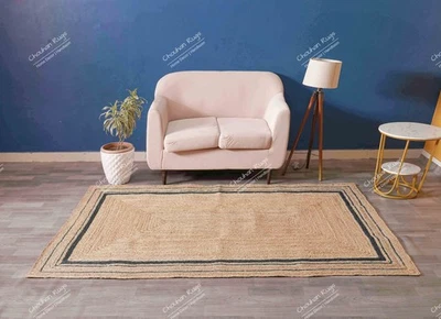 Handmade Solid Natural Jute Braided Rug Living Room Rug Warm Vintage Jute Rug - Image 1 of 4