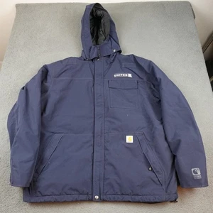 Carhartt Jacke Herren 2XL Tall Navy Storm Defender Kapuze Arbeitsmantel United Warm - Bild 1 von 13