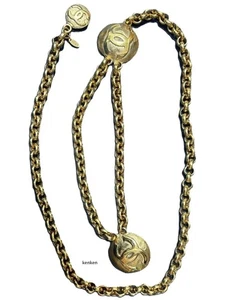 CHANEL Belt Chain AUTH Coco Mark Vintage GOLD kenkenjp Vintage 3 Medal coin CC - Picture 1 of 10