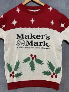 Maker's Mark Kentucky Whiskey Holly Christmas Holiday Sweater Size L - Picture 1 of 9