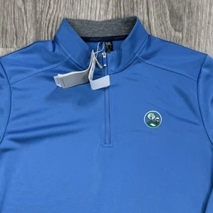 NWT Men’s ADIDAS Golf Club 1/4 Zip Pullover Sweater Blue Comfort Casual Sz M - Picture 1 of 4