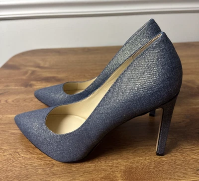 Zapatos de salón Nine West para mujer Tatiana punta alta de aguja bronce denim talla 9 Foto 1 de 4