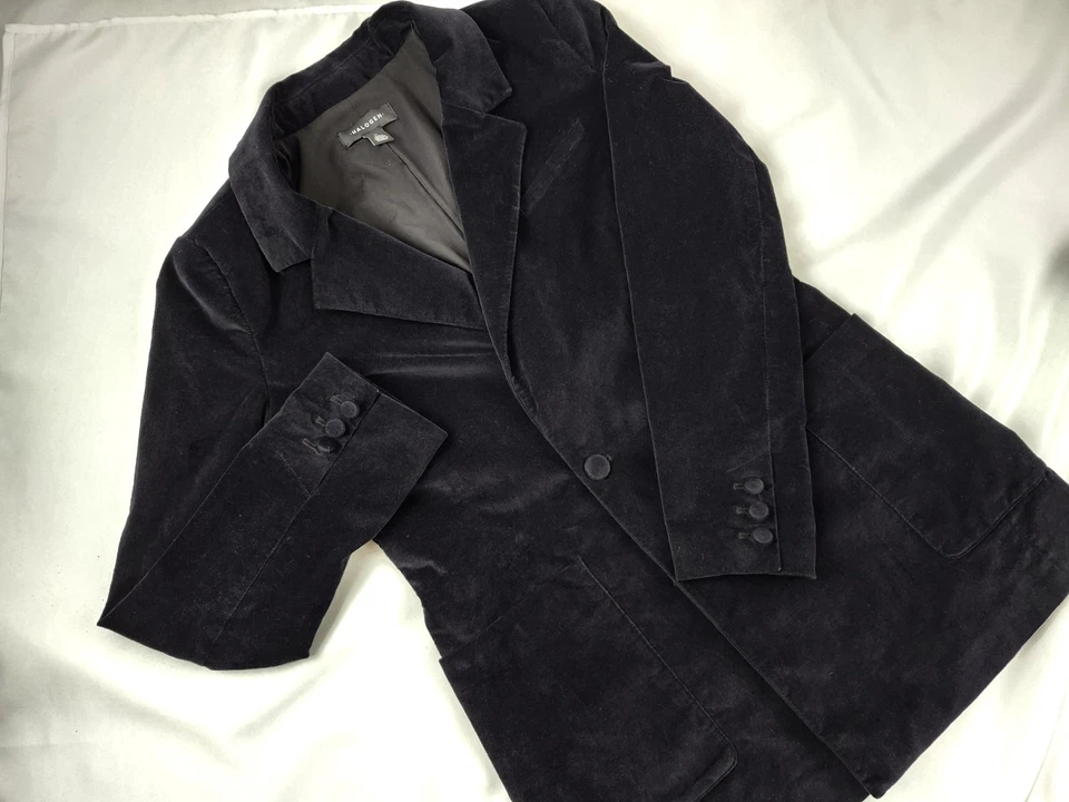 Chaqueta Blazer Halógena Mujer Un Botón Mediana Terciopelo Negro  Foto 1 de 4