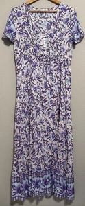 R Vivimos Maxi Tiered Dress *FITS Large Purple Floral Boho Cottagecore Peasant - Picture 1 of 8