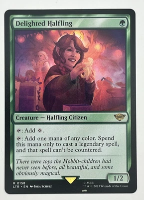 MTG Delighted Halfling LTR #158 Lord of the Rings Magic LOTR PACK-FRESH - Image 1 of 4