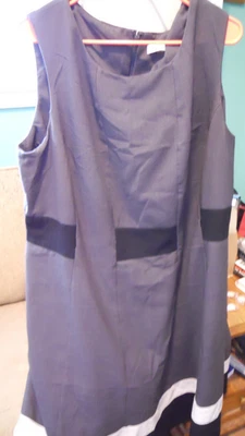 Calvin Klein dress 20W gray black white lined preworn midi/below knee nice cond. - Image 1 of 3