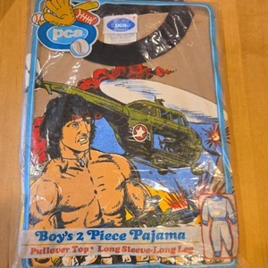 Vtg NOS PCA 2 Piece Childrens Pajama Set RAMBO Sylvester Stallone Corner Size 7 - Picture 1 of 9