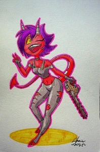 Hellava Boss 2019 Alex Hipolito SIGNED Hand Painted Convention Pinup Hellaverse - Picture 1 of 2