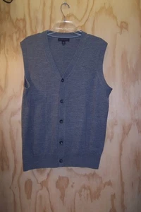 Banana Republic 60% Merino Wool Button Up Sweater Vest Men's SZ LGE Gray - Picture 1 of 3