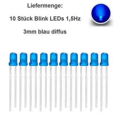 Blink LEDs 3mm 5mm Blinker Blinklicht LED blinkend 1,5Hz 90x pro Minute 10 Stück - Bild 1 von 4