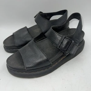 Dr. Martens Sandals Womens 8 Romi Crackle Black Leather Buckle Strap - Picture 1 of 5