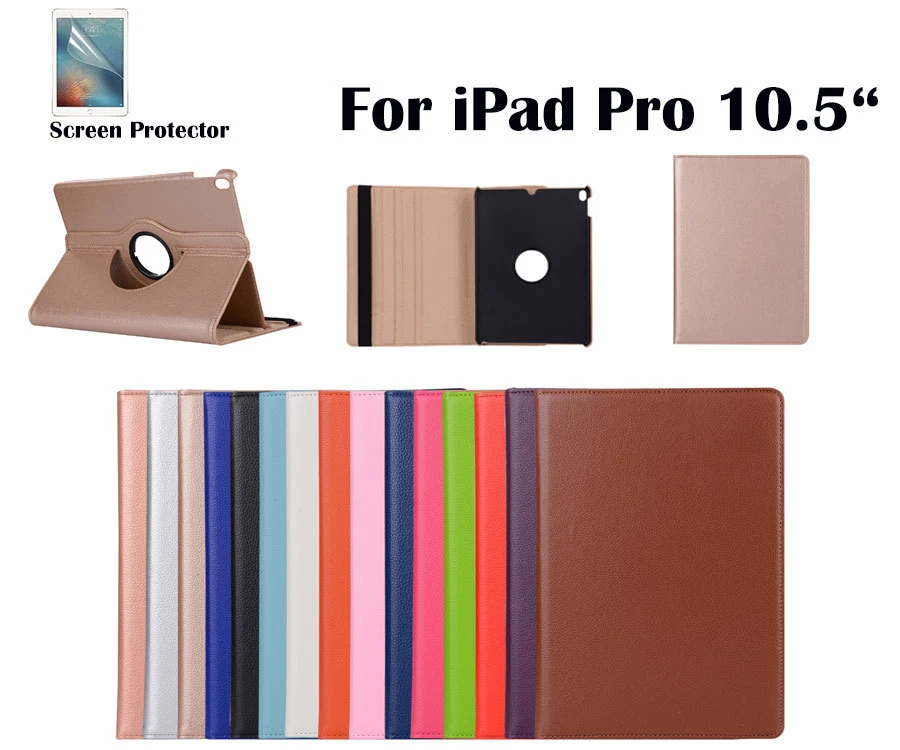  Screen Film/360°Rotate PU Leather cover case for iPad Pro 9.7, iPad Pro 10.5 - Image 1 of 1