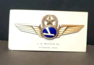 EASTERN Airlines Seinor Captain's PILOT WINGS -BALFOUR -1/10 10K Gold -orig CARD - Picture 1 of 15