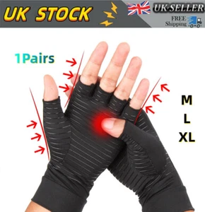 Copper Arthritis Compression Gloves Hand Support Joint Carpal Tunnel Pain Relief - Picture 1 of 18