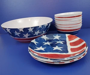 Servizio piatti moderno Southern Home melamina 6 insalatiere 4 piatti bandiera patriottica - Foto 1 di 20