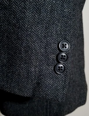 Pronto Uomo 3X 52R Charcoal Gray Herringbone Wool Tweed Blazer Jacket Sport Coat - Image 1 of 4