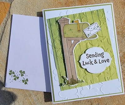 St. Patrick's Day Handmade Card, Stampin' Up Sending Love, Mailbox, Birthday - Image 1 of 4