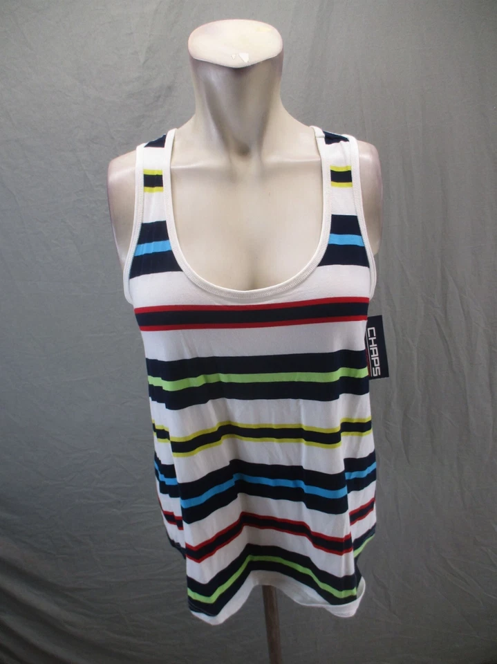 NUEVO CON ETIQUETAS CHAPS SPORT Talla M Mujer Multicolor Elastizado Cuello Redondo Camiseta sin Mangas Atlética 300 Foto 1 de 4