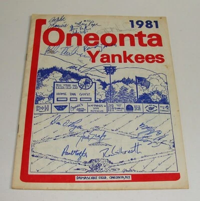 ORIG 1981 ONEONTA YANKEES - PROGRAM / SCORECARD WITH 12 SIGNATURES - Image 1 of 4