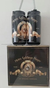 SET OF 2 METRO-GOLDWYN-MAYER AMAZON MGM STUDIOS 20 OZ. GLASSES + STRAWS BNIB NEW - Picture 1 of 4