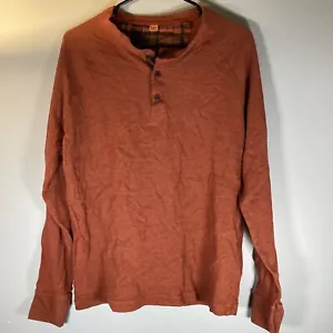 Camicia vintage sartoriale uomo grande Henley rossa manica lunga waffle maglia casual - Foto 1 di 4