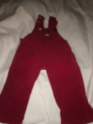 Vintage Oshkosh red overalls Maybe Size For A 2 Year Old  , No Tag - Image 1 of 4